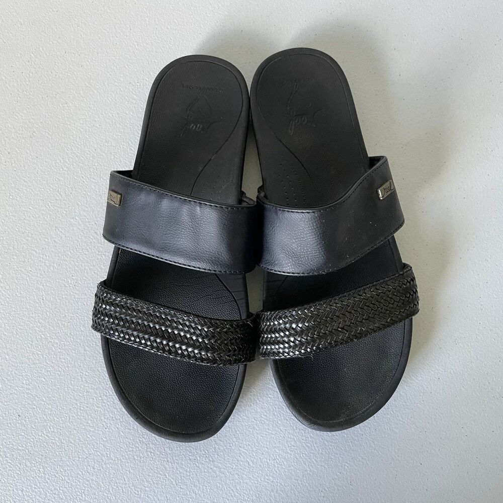 REEF Cushion Sandbar Slide Faux Leather Strappy Slip On Black Women's Size 8 - Picture 6 of 11